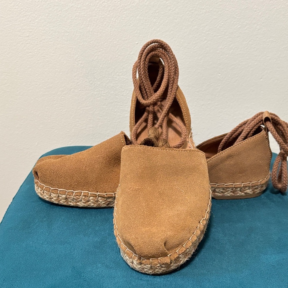 Toms Brown Suede Lace-Up Espadrilles